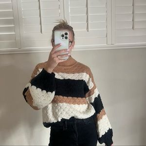 Color block knit sweater